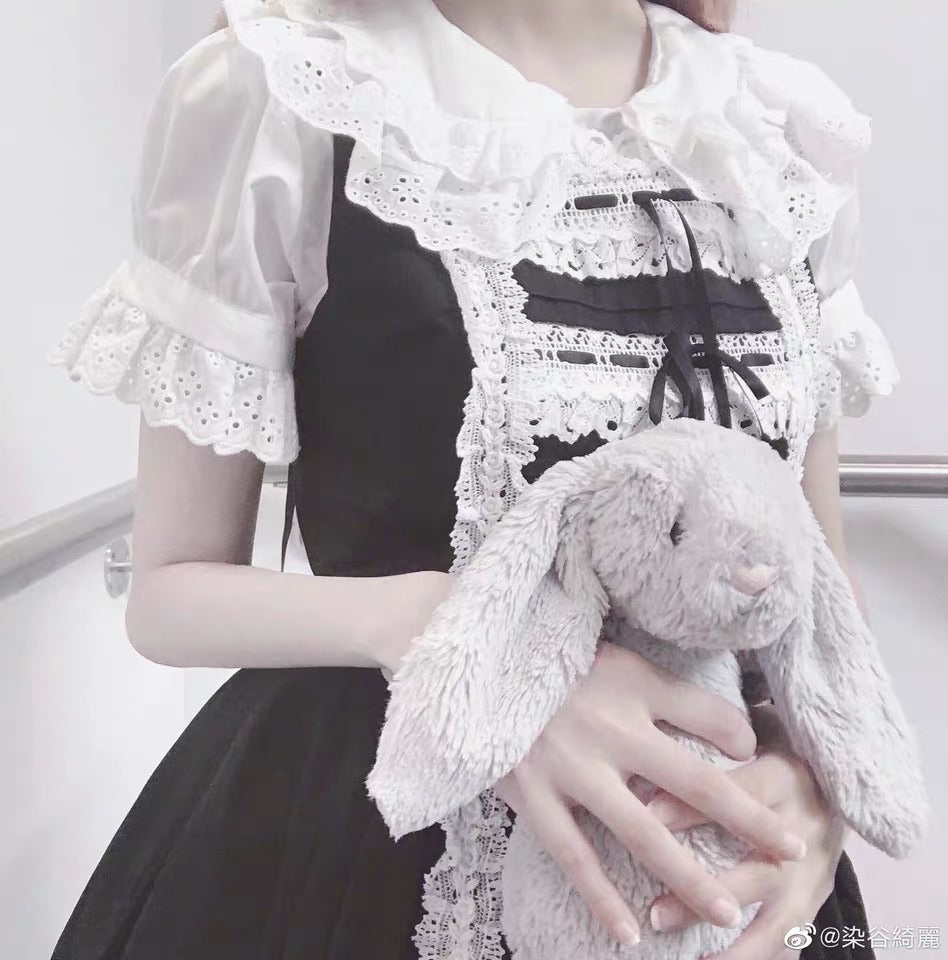 Double layer doll collar short sleeves shirt