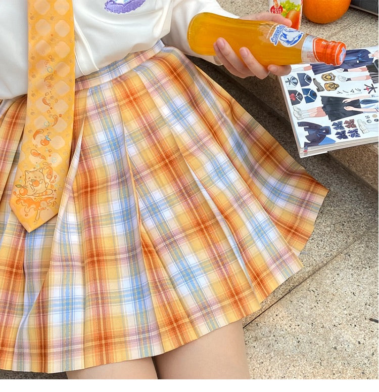 Orange Soda shining orange colour plaid skirt