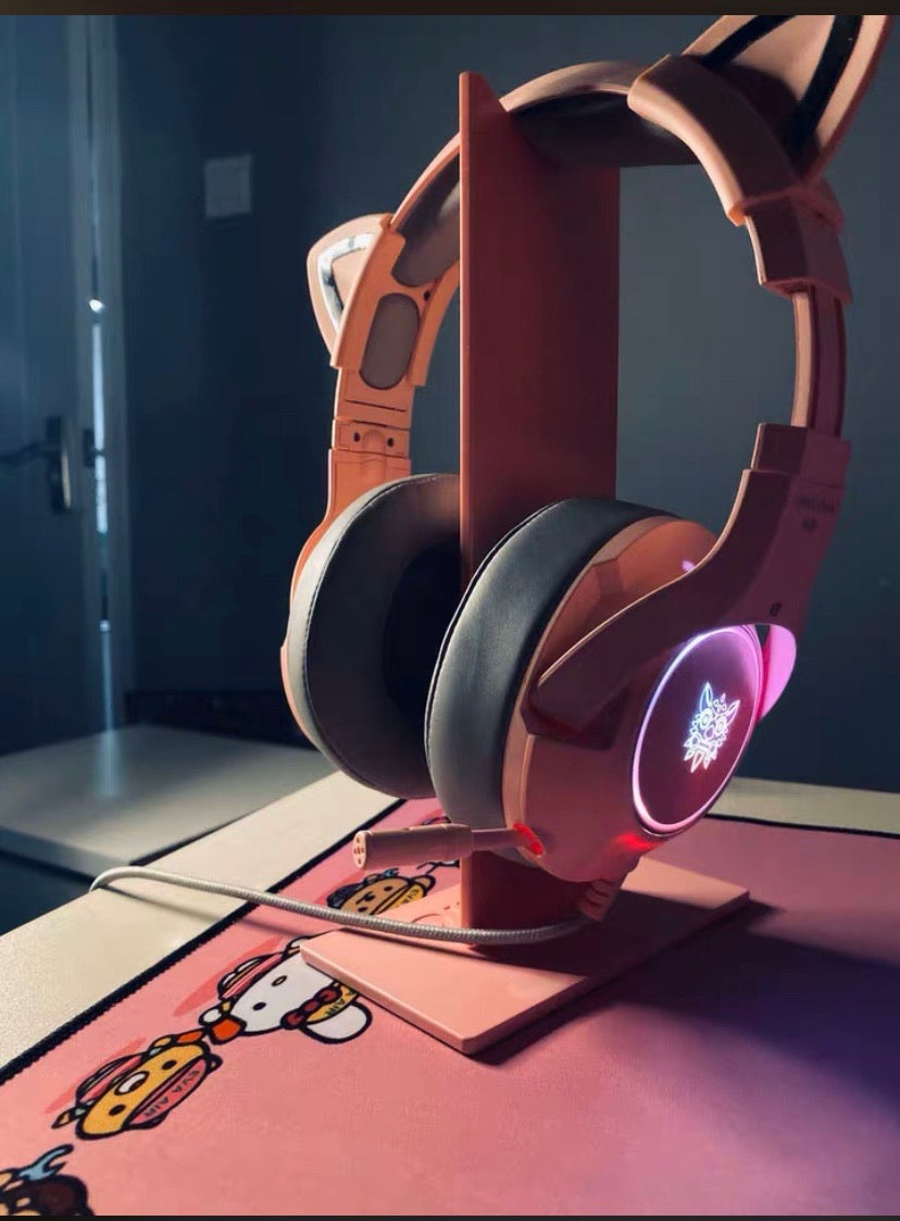 pink ear cat headphone