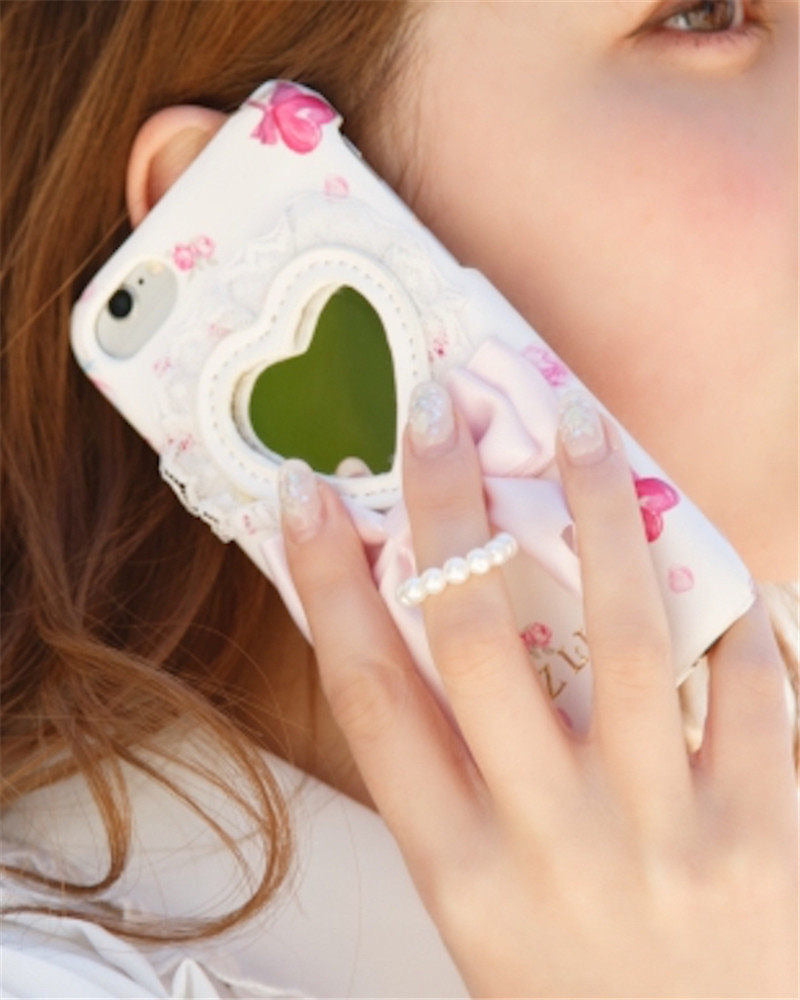 Lizlisa phone case heart shape mirror boknot